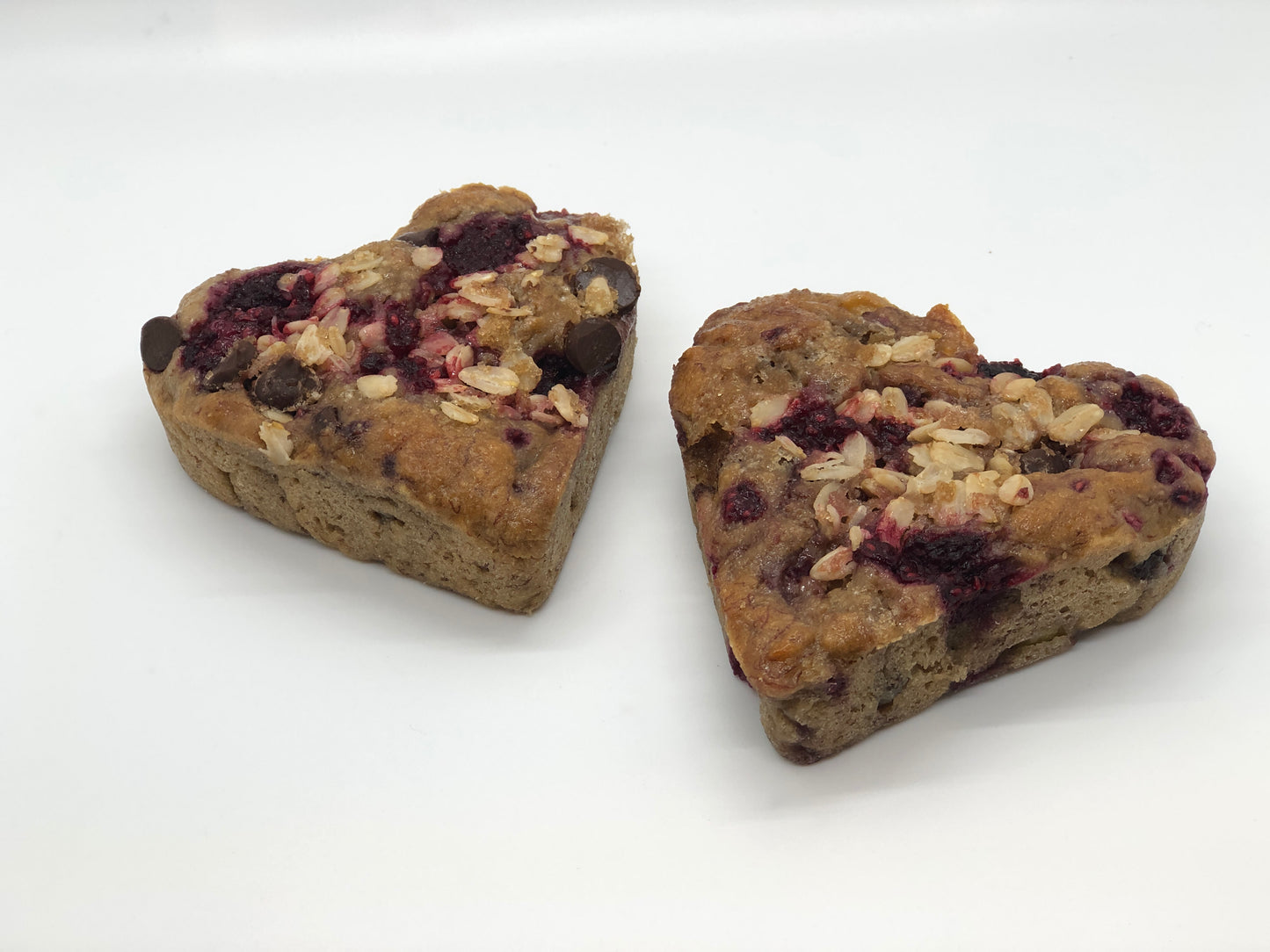 Oatmeal Banana Raspberry Chocolate Chip Hearts