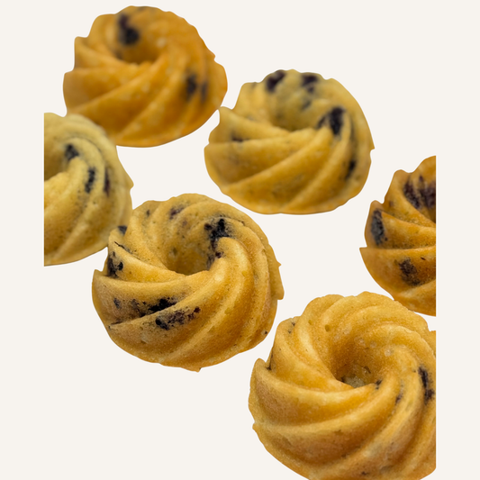 6 lemon blueberry mini bundt cakes ready for an event