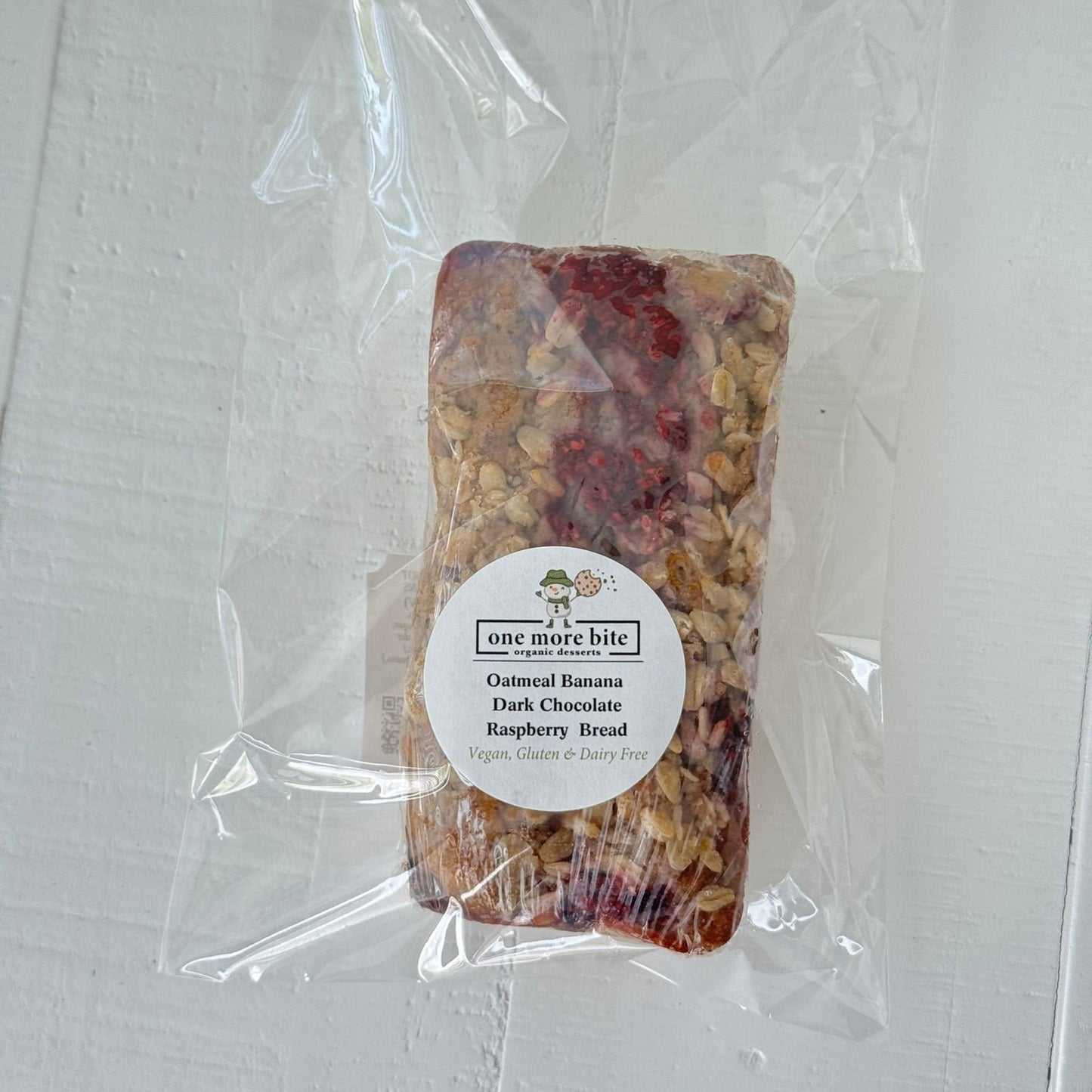 One More Bite Organic Desserts Vegan & Gluten-Free Organic Oatmeal Banana Raspberry Chocolate Chip Bread