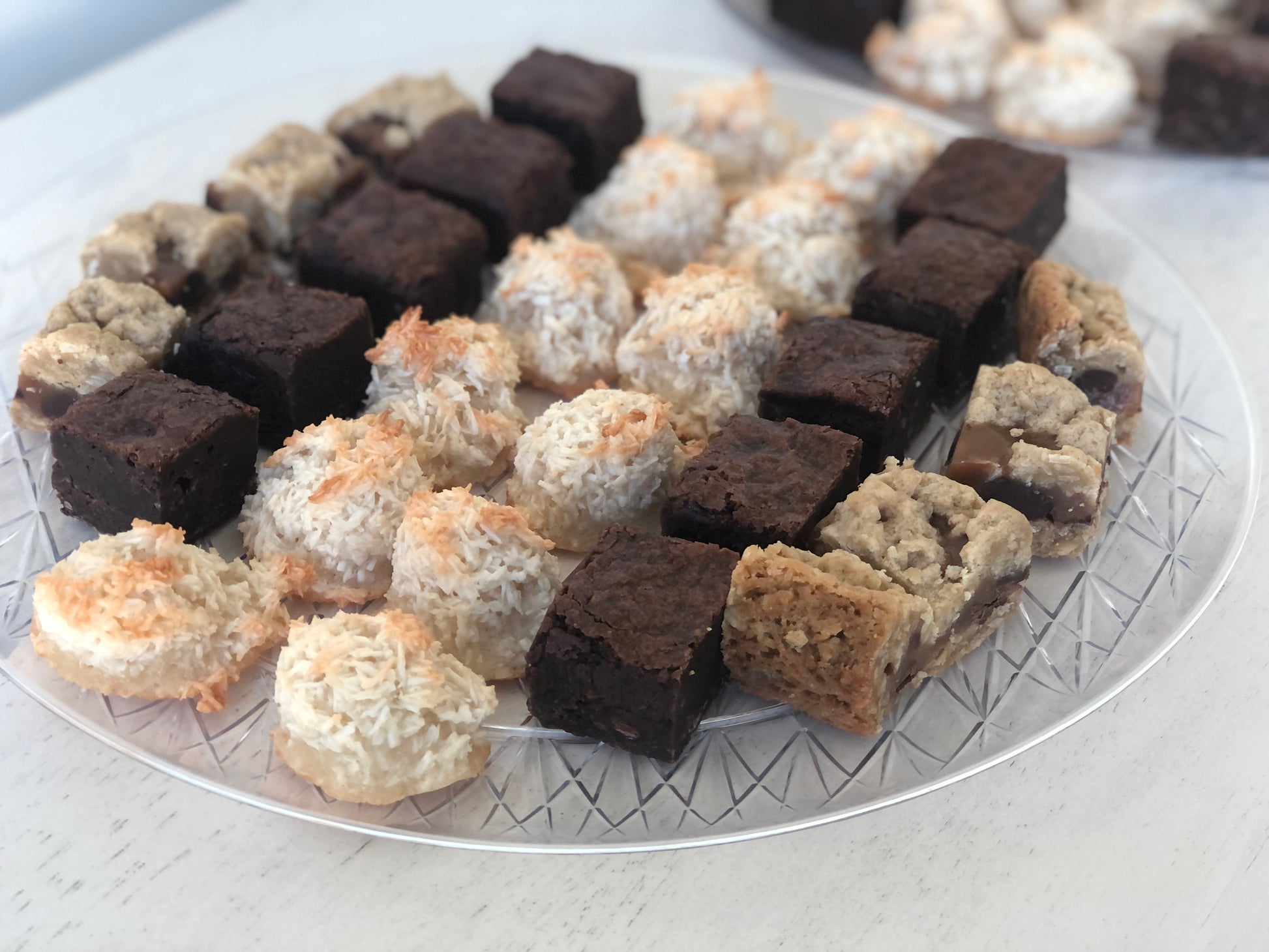 Dessert Platter with coconut macaroons, brownies, and oatmeal caramelitas