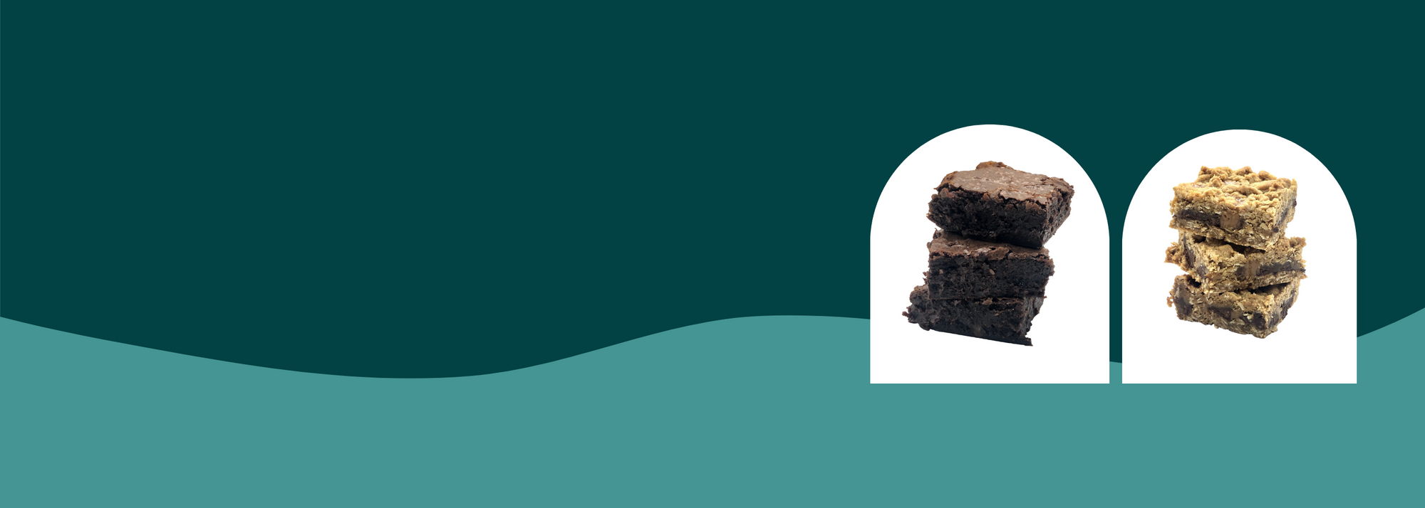 Weekly Bites Banner with photos of fudgy brownies and oatmeal caramelitas