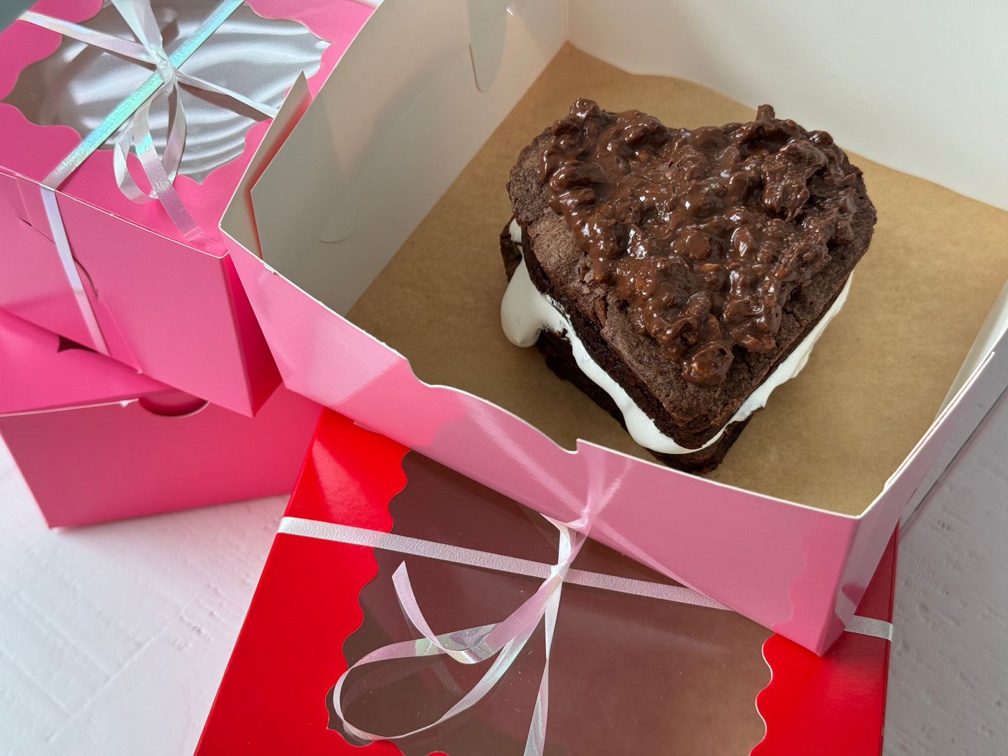 Raspberry Marshmallow Brownie Heart Box