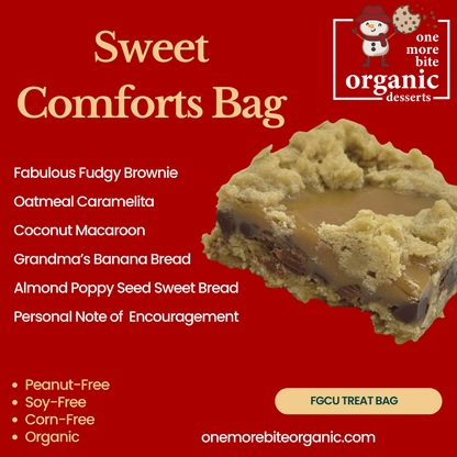 FGCU student care gift package with peanut-free organic brownies, cookie bars and treats, delivered to Florida Gulf Coast University in Fort Myers, FL.