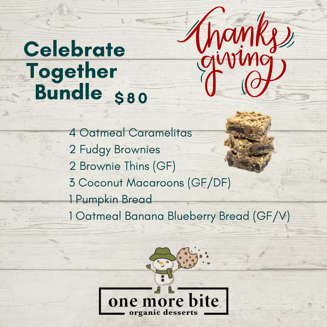 Thanksgiving Celebrate Together Bundle with organic holiday desserts that are peanut-free, soy-free, and corn-free including gluten-free and vegan treats.