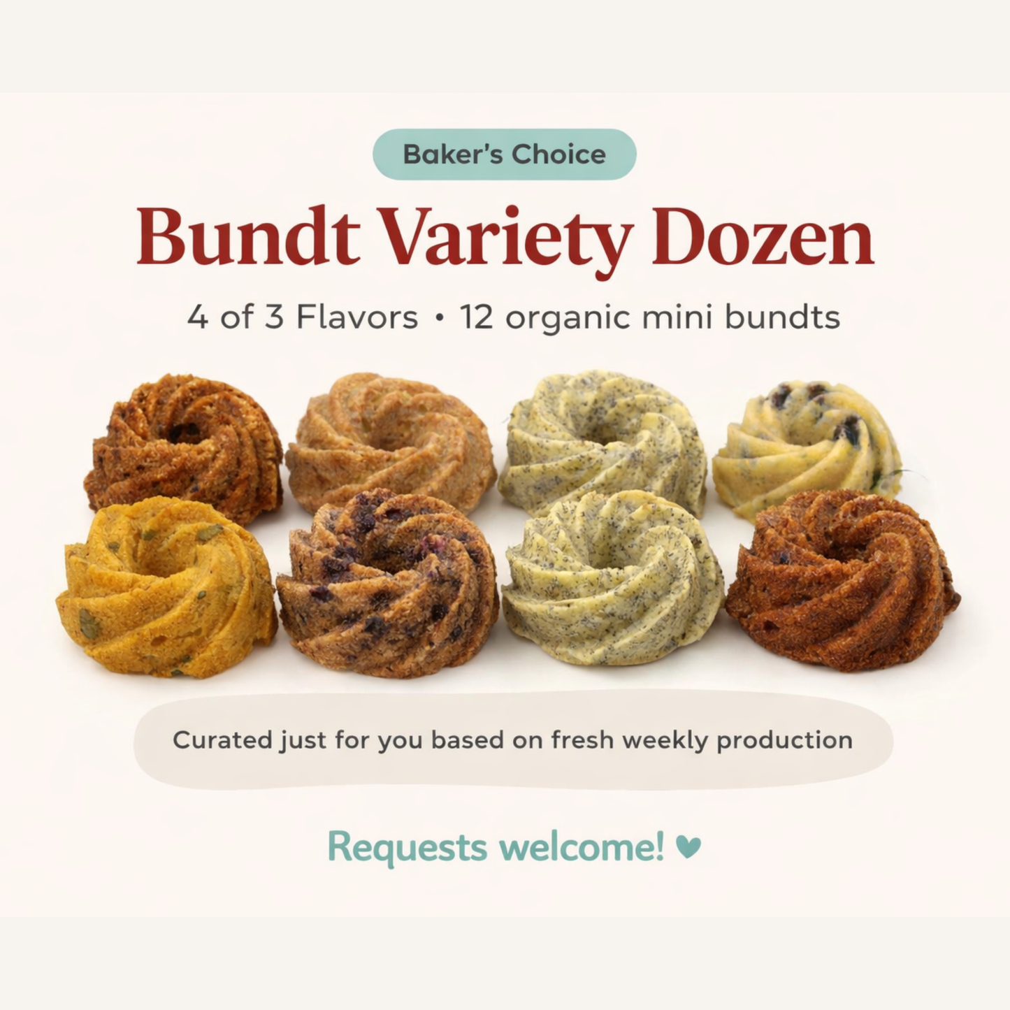 Bundt Variety Dozen arranged for events
