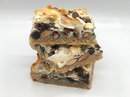 Three Coconut Almond Bars Stacked 