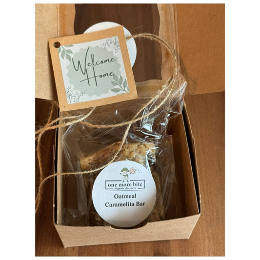 Organic peanut-free gift box with 1 dessert treat bar – soy-free, corn-free dessert handmade in Fort Myers, Florida.