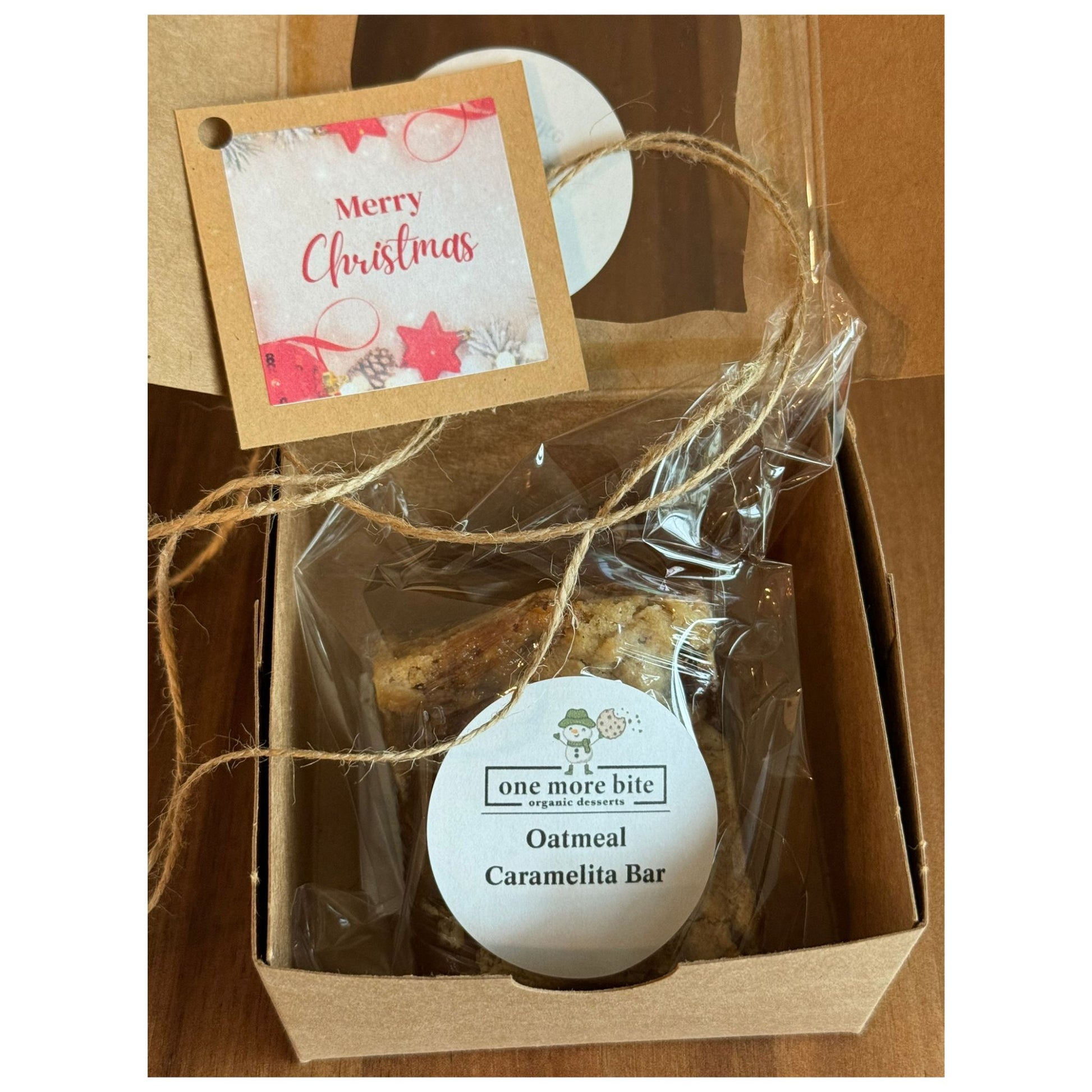 Organic peanut-free holiday gift box with 1 gluten-free dessert treat bar – soy-free, corn-free dessert handmade in Fort Myers, Florida.