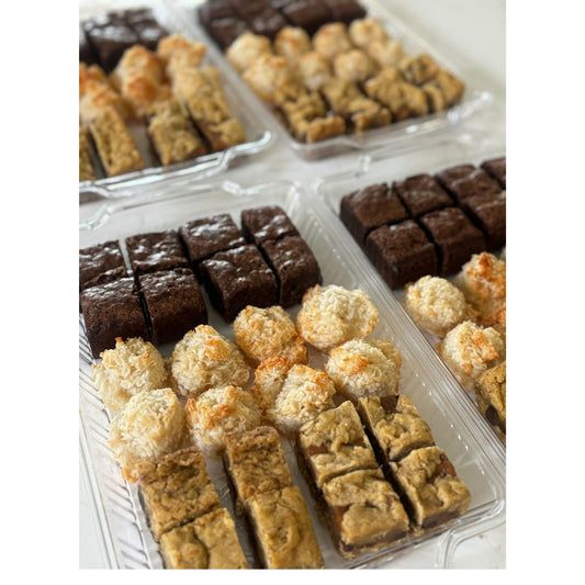 Organic peanut-free party and event platters; brownies, oatmeal caramelitas, coconut macaroons and sweet breads –gluten-free, soy-free, corn-free dessert handmade in Fort Myers, Florida.