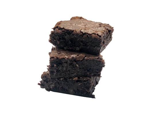 Three Fabulous Fudgy Brownies stacked