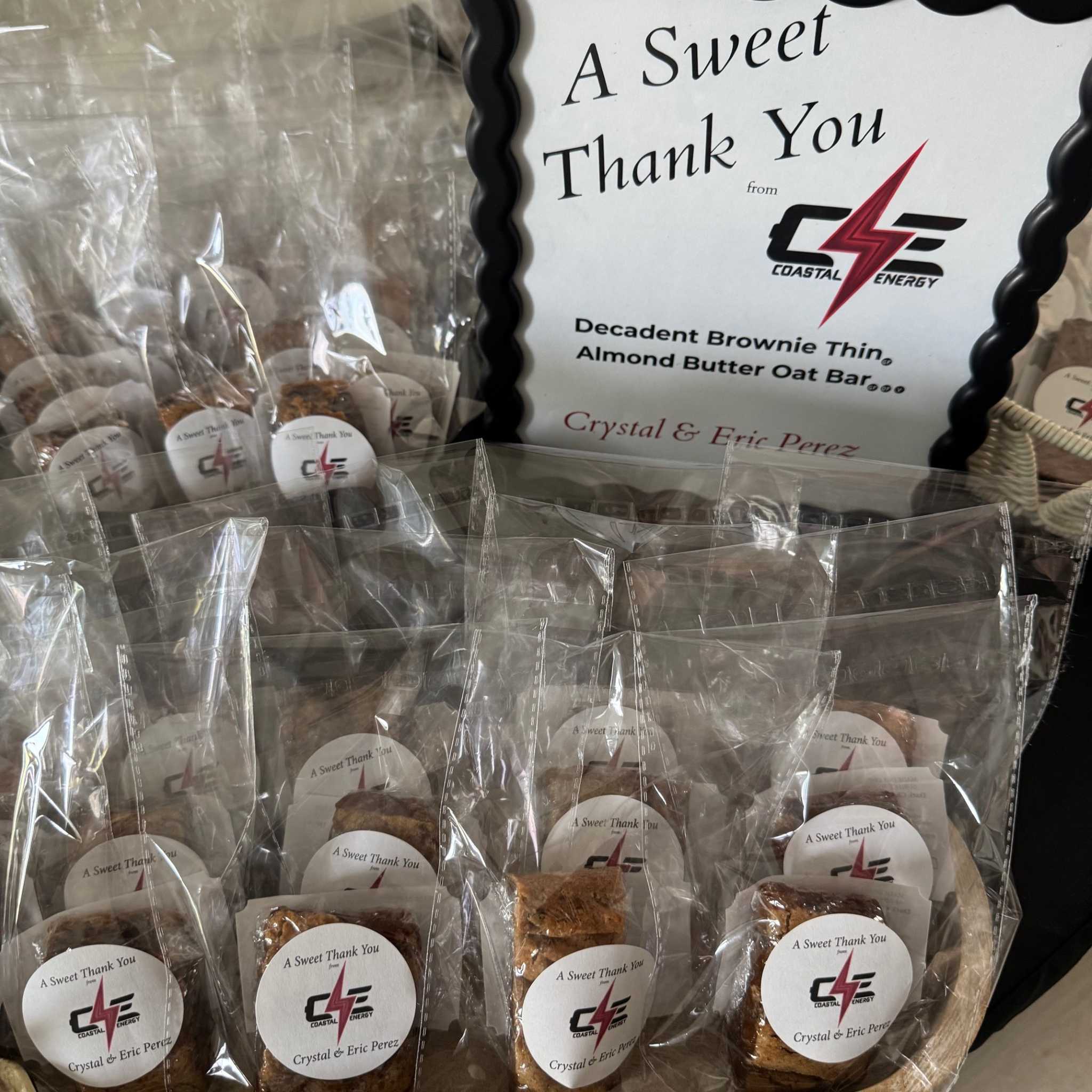 Individually packaged organic dessert with custom label for corporate gifting