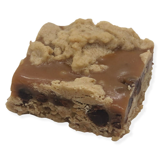 Organic peanut-free oatmeal caramelita bar–egg-free, soy-free, corn-free dessert handmade in Fort Myers, Florida.