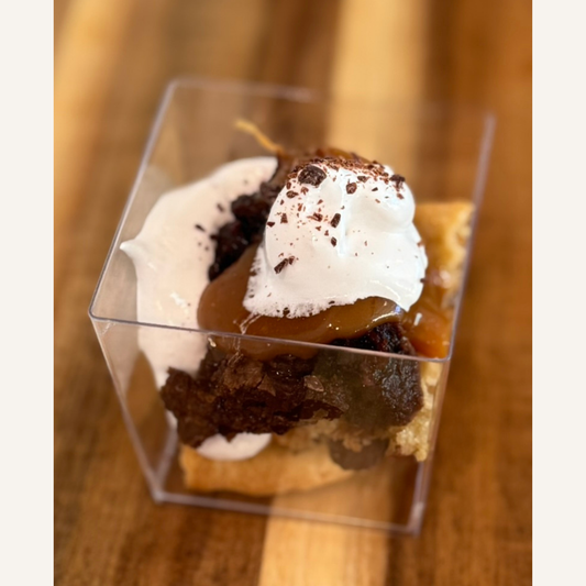 Organic peanut-free party and event platters; individual brownie cookie bliss dessert cups; soy-free, corn-free dessert handmade in Fort Myers, Florida.