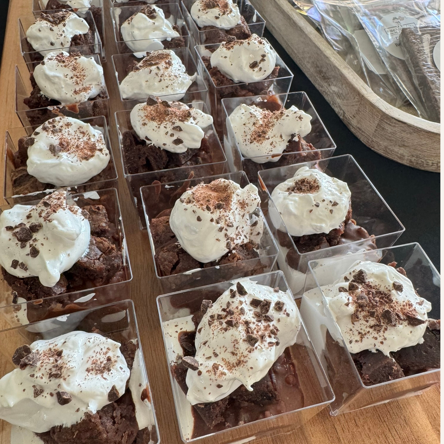 Organic peanut-free party and event platters; individual marshmallow brownie dessert cups –gluten-free, soy-free, corn-free dessert handmade in Fort Myers, Florida.
