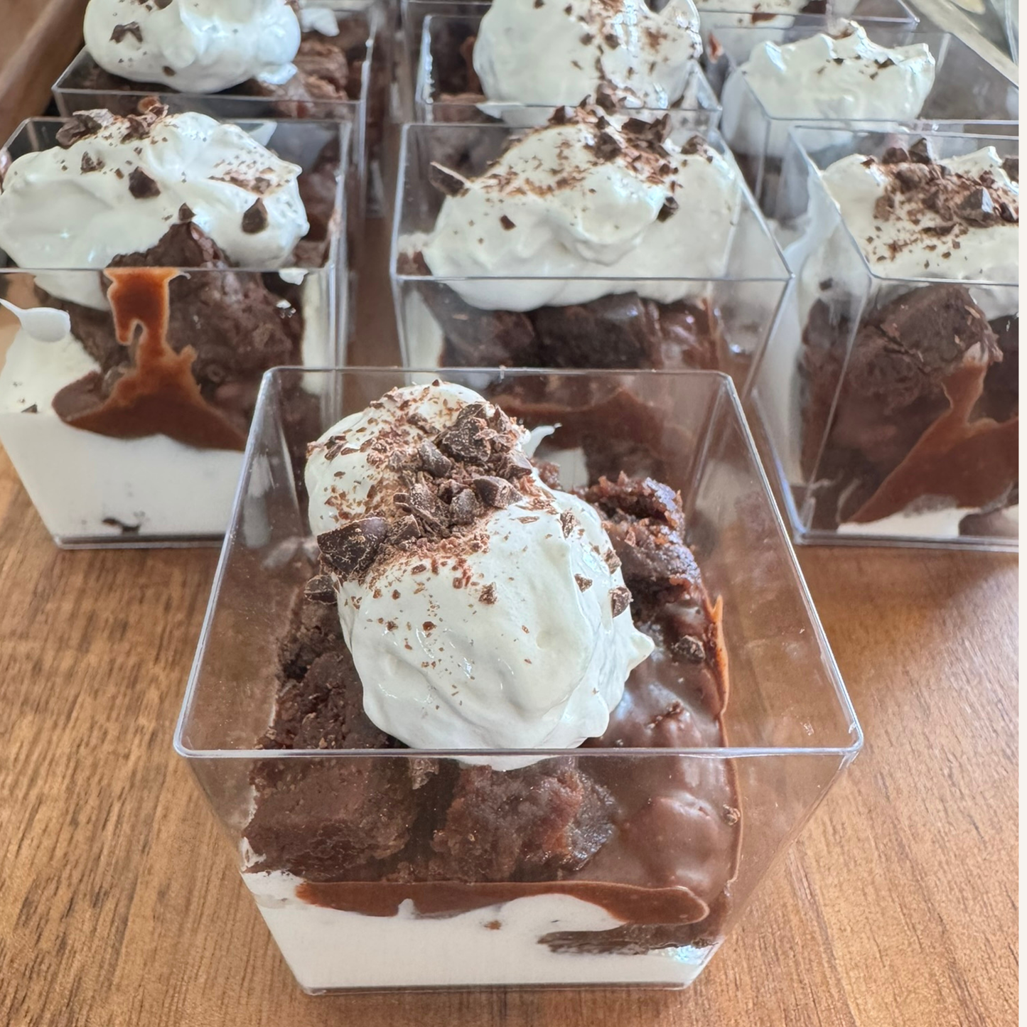 Organic peanut-free party and event platters; individual marshmallow brownie dessert cups –gluten-free, soy-free, corn-free dessert handmade in Fort Myers, Florida.