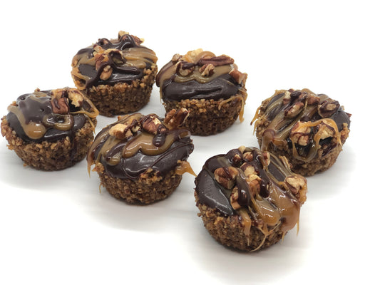 Six 1.5" turtle pecan tarts