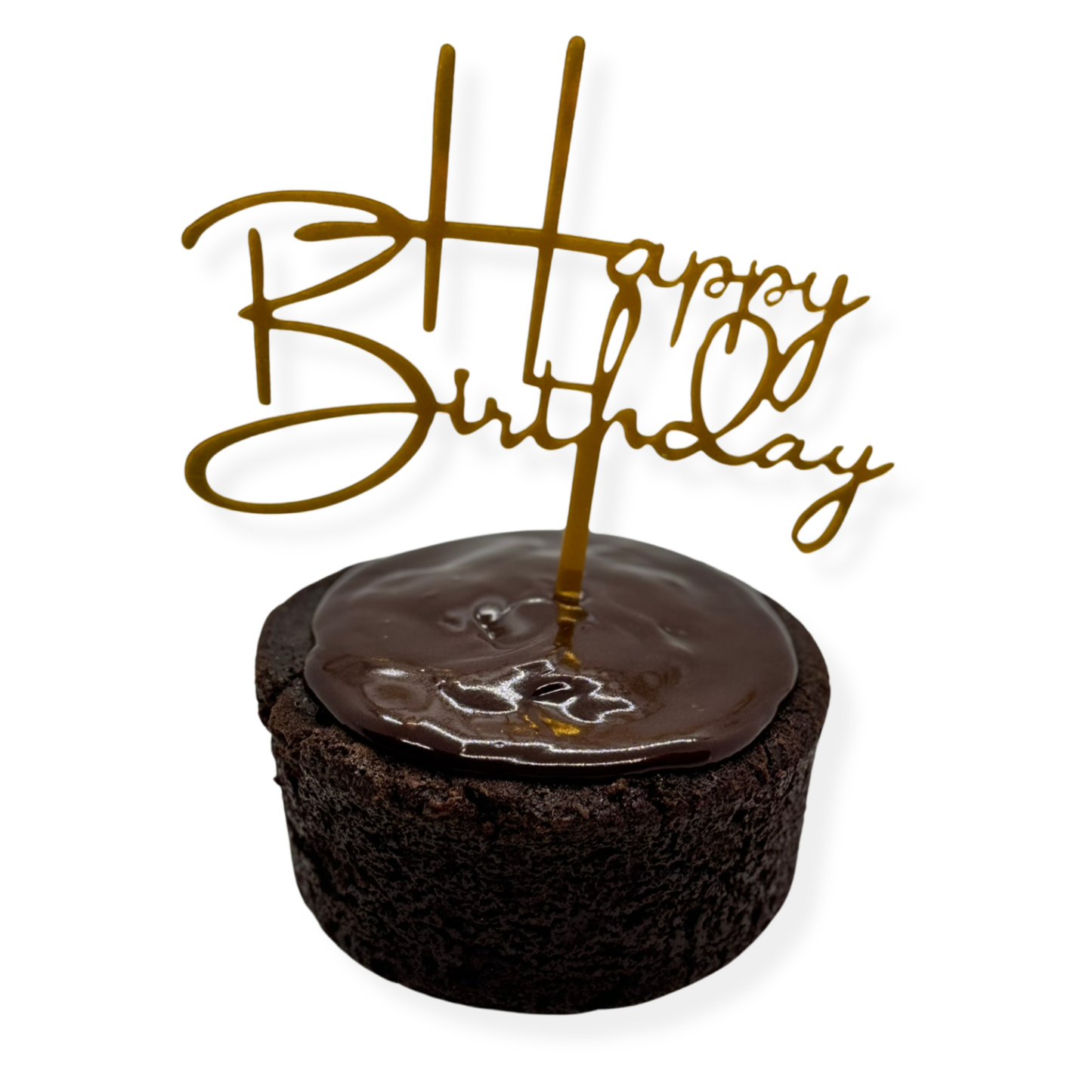 Photo of organic, peanut-free, nut-free, dairy-free, vegan chocolate cake with coconut chocolate ganache – soy-free, corn-free happy birthday celebration dessert handmade in Fort Myers, Florida.